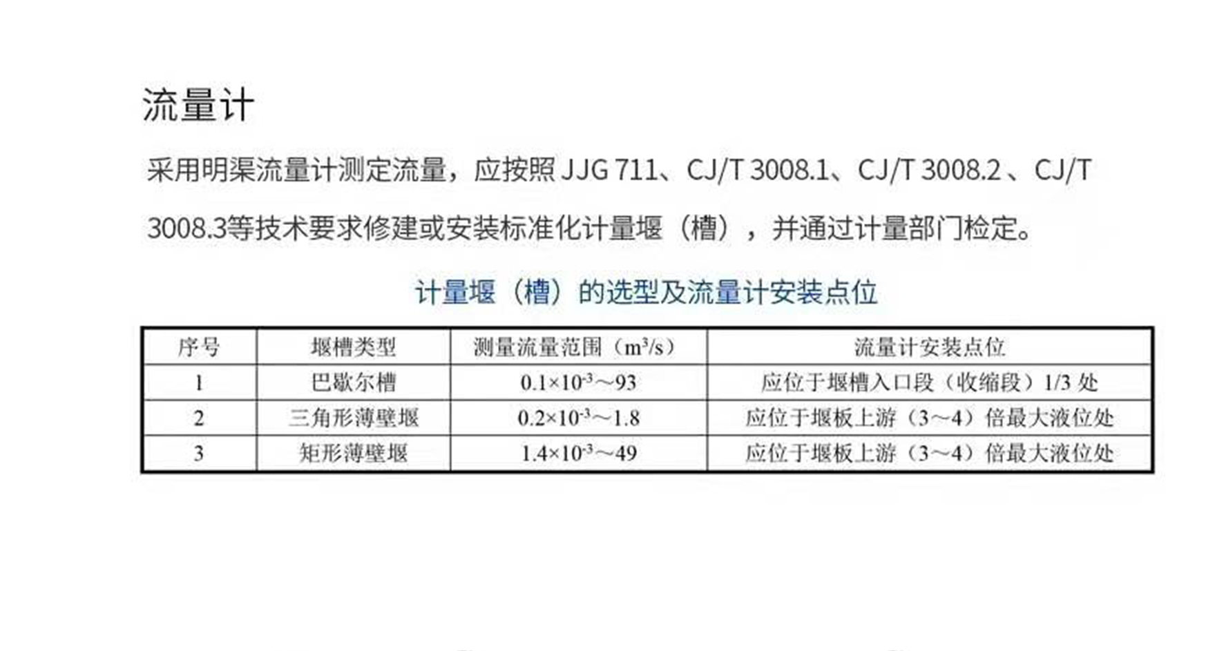 流量計使用標(biāo)準(zhǔn)